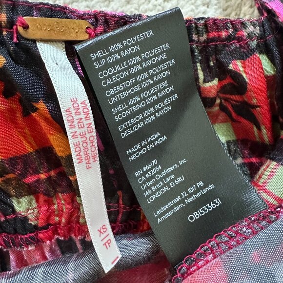 Free People Jerra Slip Dress – Pink Plaid & Floral Mini – Size XS - Picture 4 of 9